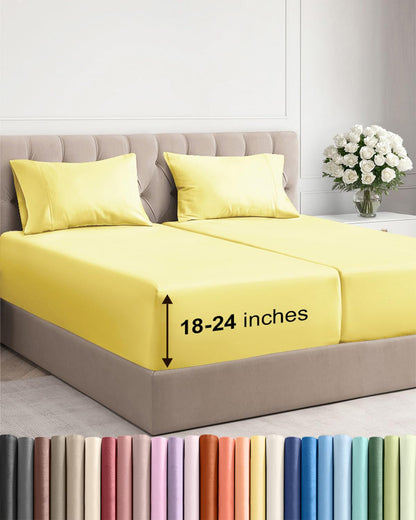 Extra Deep King Sheet Set - 4 Piece Breathable & Cooling - Antique White
