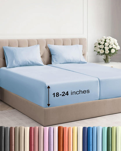 Extra Deep King Sheet Set - 4 Piece Breathable & Cooling - Antique White