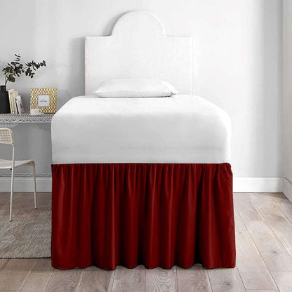 Premium Microfiber College Dorm Room Bed Skirt Twin XL 39" x 80", Extended 32" Drop, Split Corner Dust Ruffle, Wrinkle Resistant Durable Easy Care, White Solid