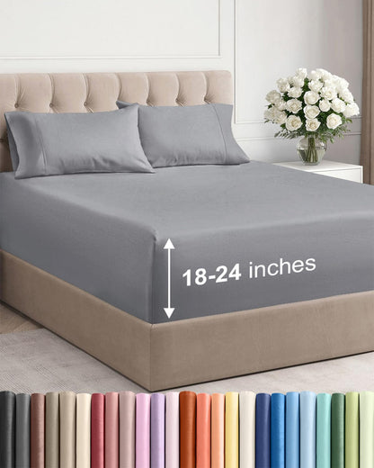 Extra Deep King Sheet Set - 4 Piece Breathable & Cooling - Antique White