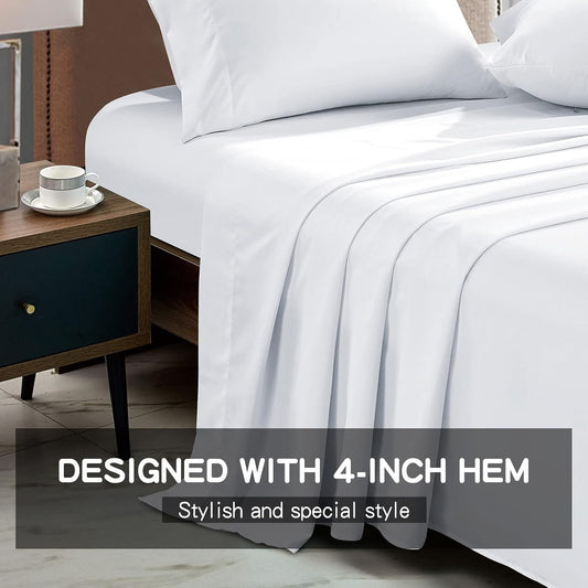 FreshCulture Twin Flat Sheet - Hotel Quality Twin Flat Sheet Only - Brushed Microfiber Top Sheet - Ultra Soft & Breathable - Wrinkle-Free - Easy Care - Single Flat Sheet (Twin, White)