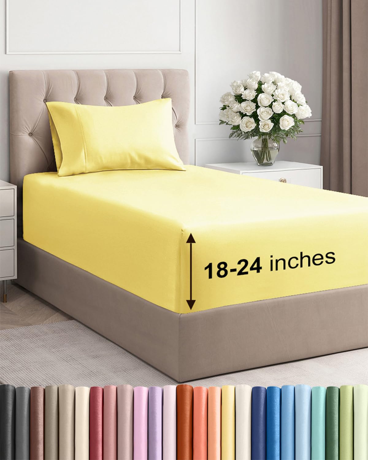 Extra Deep King Sheet Set - 4 Piece Breathable & Cooling - Antique White