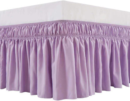 MEILA Wrap Around Elastic Bed Skirt for Queen & King Beds, 16" Drop, Beige