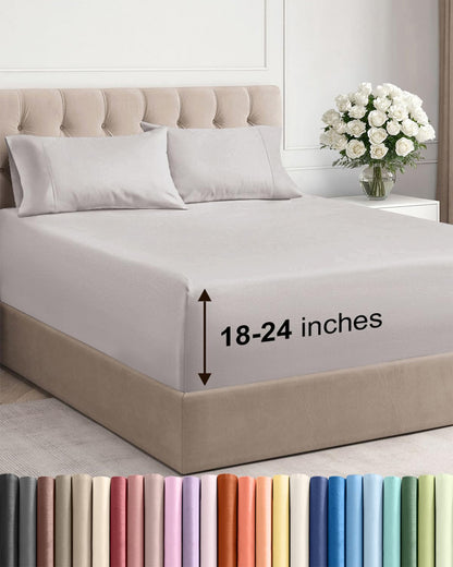 Extra Deep King Sheet Set - 4 Piece Breathable & Cooling - Antique White