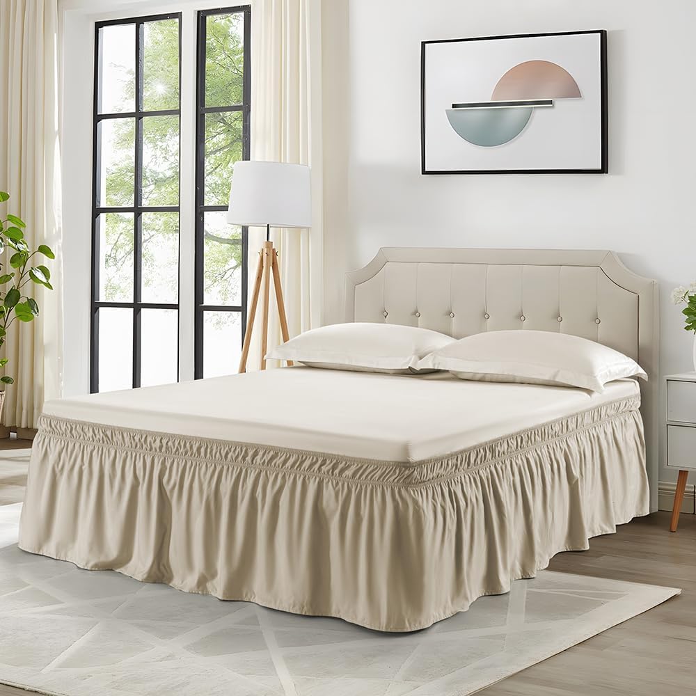 Taupe Wrap Around Bed Skirt,Full/Queen,18" Drop