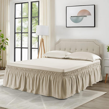 Taupe Wrap Around Bed Skirt,Full/Queen,18" Drop
