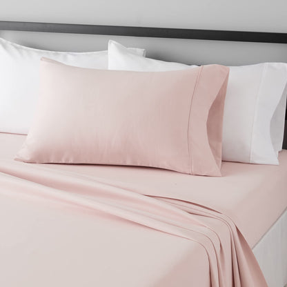 Amazon Basics Lightweight Breathable Wrinkle-Free Brushed Microfiber 3-Piece Bed Sheet Set with 14-Inch Deep Pockets, Twin, Bright White, Solid