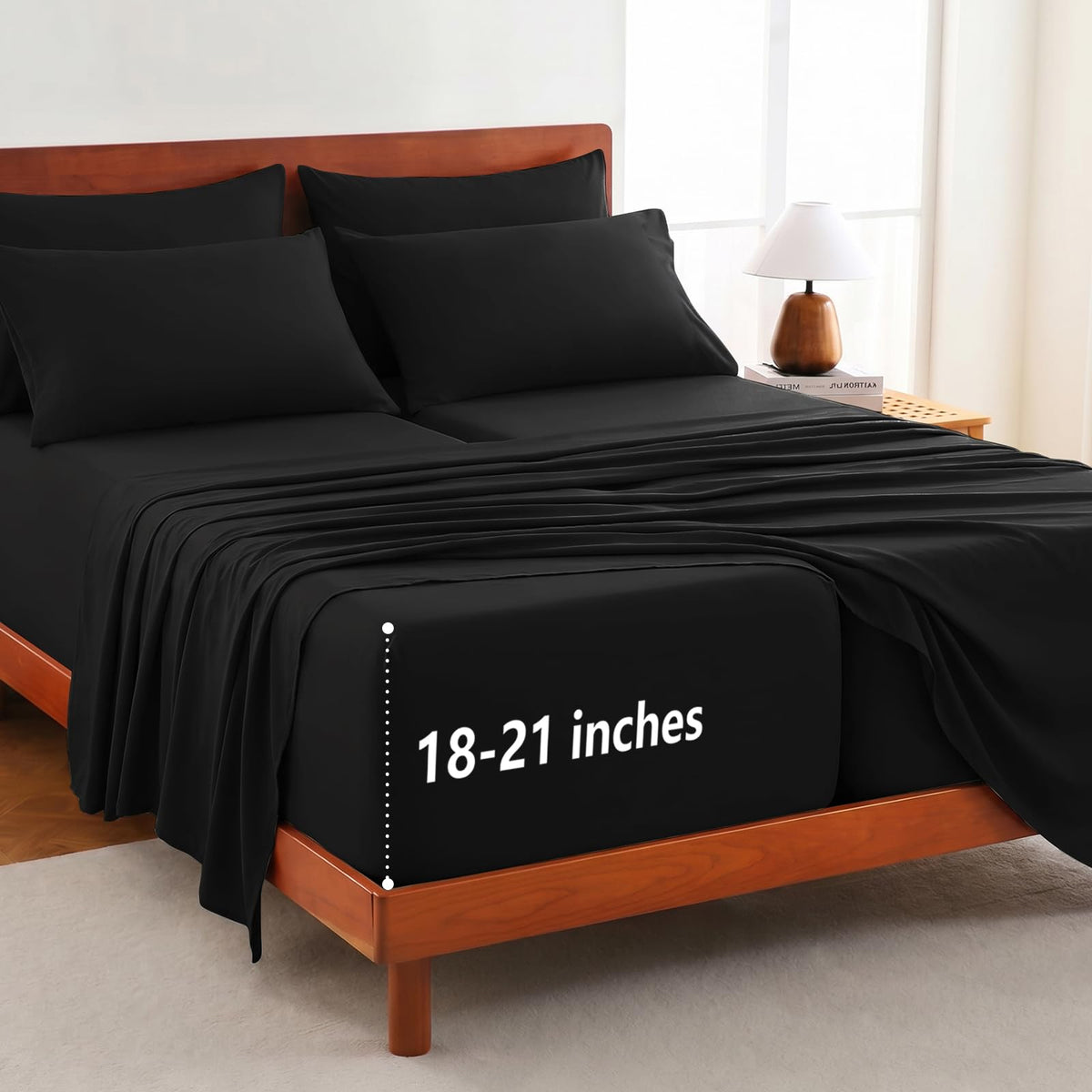 CozyLux King Size Sheets Set 6-Piece, 21-Inch Deep Pocket, Soft Feel