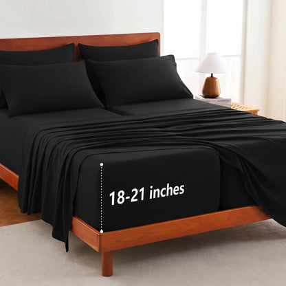 CozyLux King Size Sheets Set 6-Piece, 21-Inch Deep Pocket, Soft Feel