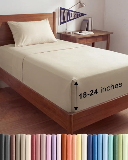 Extra Deep King Sheet Set - 4 Piece Breathable & Cooling - Antique White