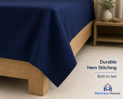 Twin Size Flat Sheets Only Hotel Quality Luxury Single Wrinkle Free & Fade Resistant Flat Sheet - Extra Soft, Breathable Bedding for Easy Care Bed Sheet Navy Blue Flat Sheet Only