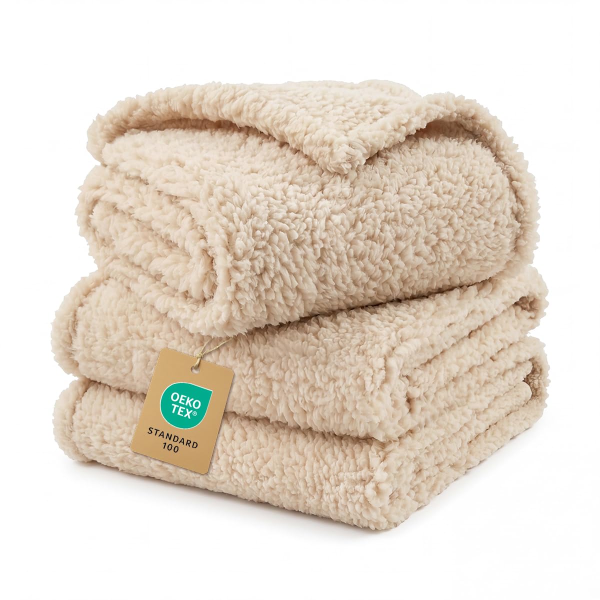 1 Pack 3 Calming Blankets Fluffy Premium Fleece Pet Blanket Soft Sherpa Throw for Dog Puppy Cat Beige Small (23" x16'')