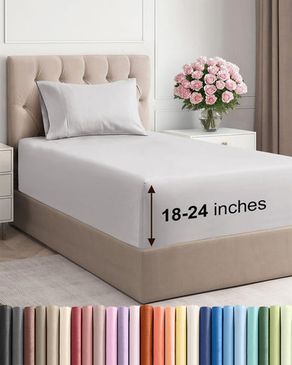 Extra Deep King Sheet Set - 4 Piece Breathable & Cooling - Antique White