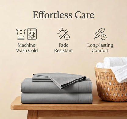 Flat Sheet Only-Luxury Brushed Microfiber Bed Top Sheet,Wrinkle, Fade Resistant-1 Pack (Gray, 1 Flat Sheet(Twin))