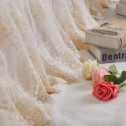 Brandream Cream Lace Bed Skirt King 18-Inch Drop Romantic Bedding