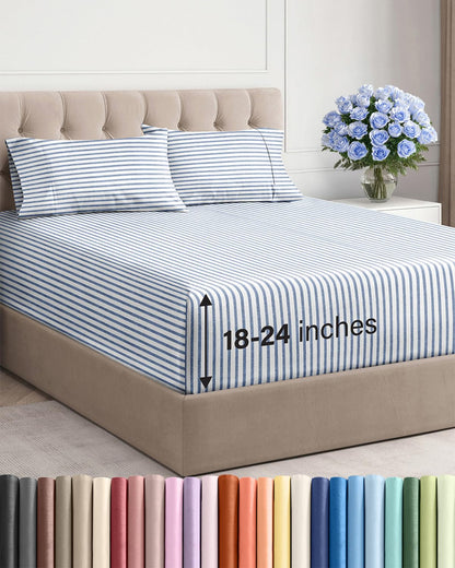 Extra Deep King Sheet Set - 4 Piece Breathable & Cooling - Antique White