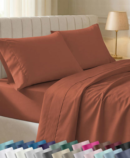 California Design Den Soft 100% Cotton Sateen Queen Bed Sheets Set, White