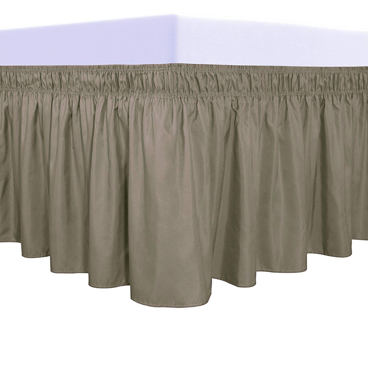 PureFit Wrap Around Ruffled Bed Skirt, White, Queen/King - 18" Drop