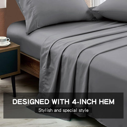 FreshCulture King Flat Sheets Only 2 Pack - Hotel Quality Flat Bed Sheets - Brushed Microfiber - Ultra Soft & Breathable - Wrinkle-Free - Easy Care - Flat Sheets Only King Size (Dark Grey)