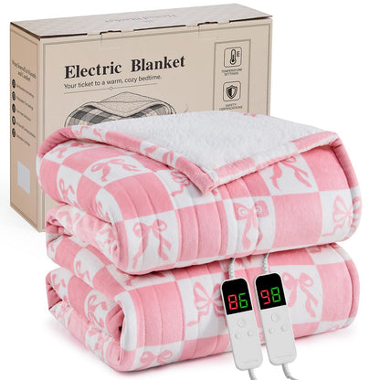 Pink Heated Blanket Electric Throw 50"X60", Heating Blanket Throw