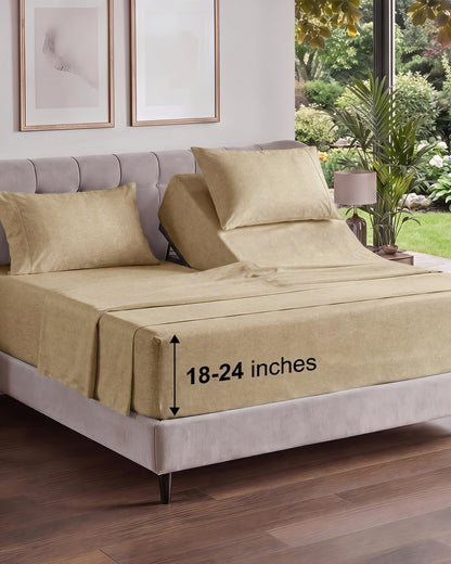 Extra Deep King Sheet Set - 4 Piece Breathable & Cooling - Antique White