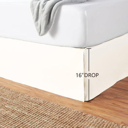 Amazon Basics Lightweight Pleated Bed Skirt, Machine Washable, Wrinkle and Fade Resistant, Queen, Off White