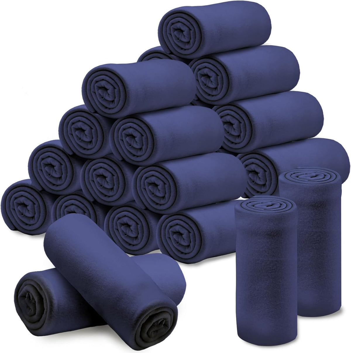24 Pcs Fleece Blankets Bulk 60 x 50 in, Throw Blankets in Bulk for Wedding, Lightweight Blankets for Bed, Couch, Outdoor Use, Homeless Donation, with Oeko-tex Standard 100 Certified (Blue)
