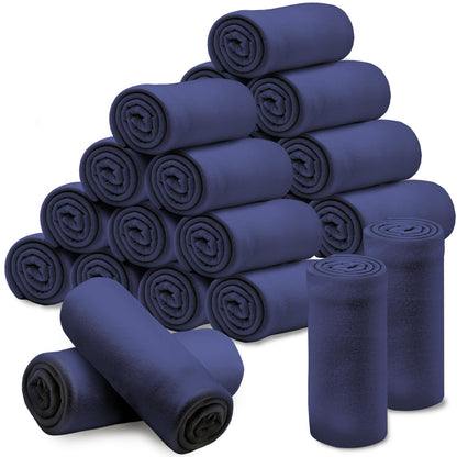 24 Pcs Fleece Blankets Bulk 60 x 50 in, Throw Blankets in Bulk for Wedding, Lightweight Blankets for Bed, Couch, Outdoor Use, Homeless Donation, with Oeko-tex Standard 100 Certified (Blue)