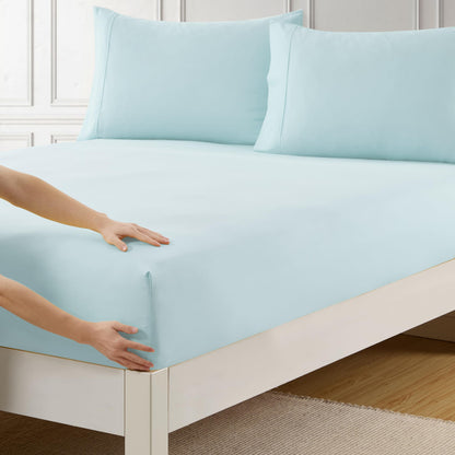 King Size Flat Sheet Only - Ultra Soft & Breathable Brushed Microfiber Top Sheet Only for King Size Beds, Denim Blue