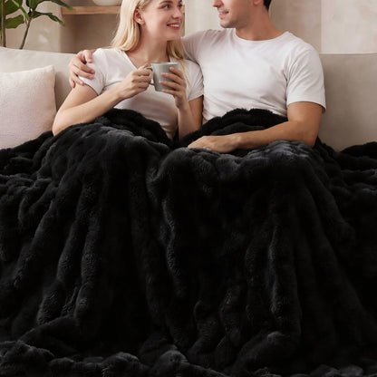 ORINOVA Pink Fluffy Double Sided Blanket for Couch Living Room Faux Fur 50x60 Fuzzy Throw No Shed Blanket for Bed Soft Furry Bed Cozy Comforter Home Decor Gifts 860 GSM