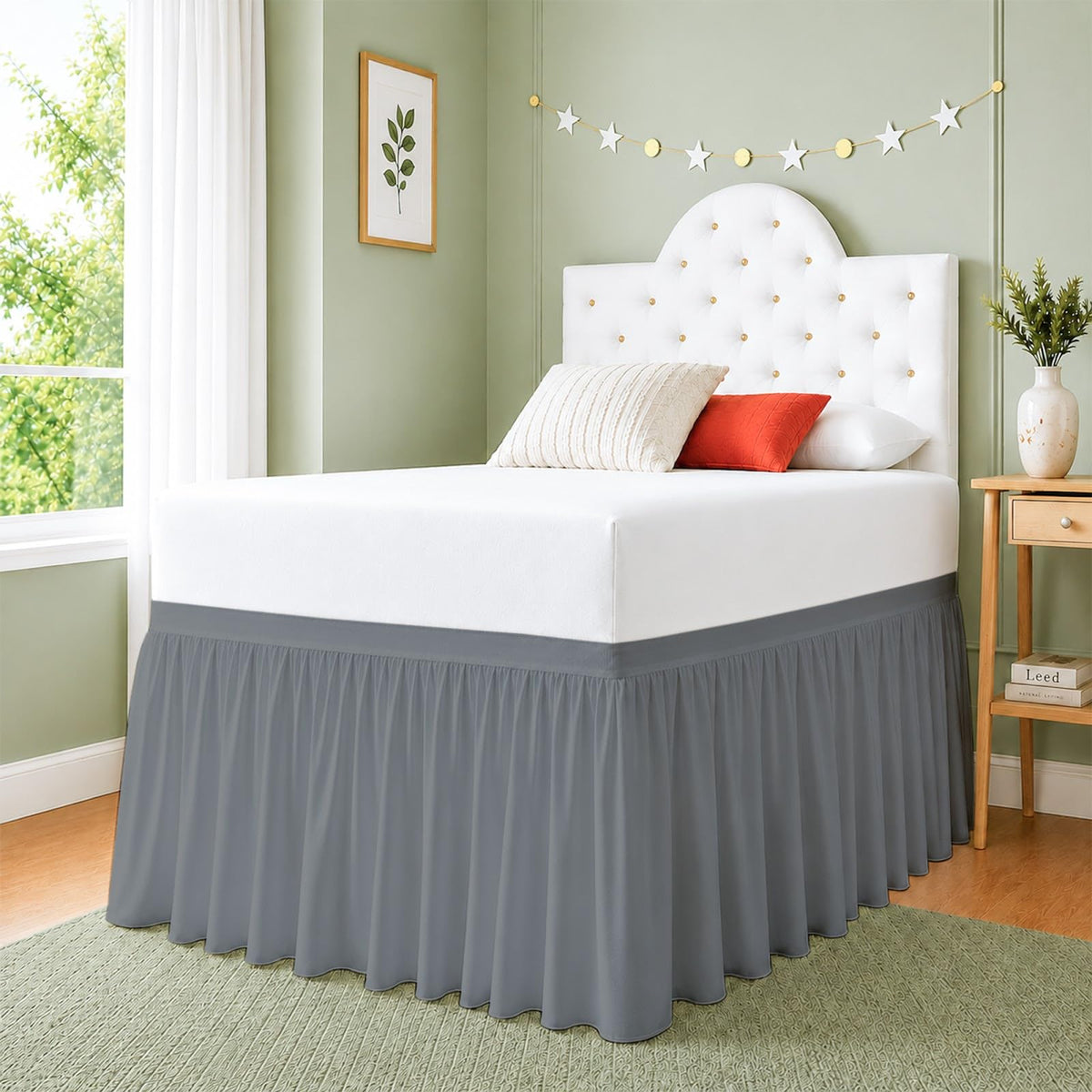 Cottingon Dorm Room Bed Skirt, 100% Microfiber, White, Twin XL-32 Drop