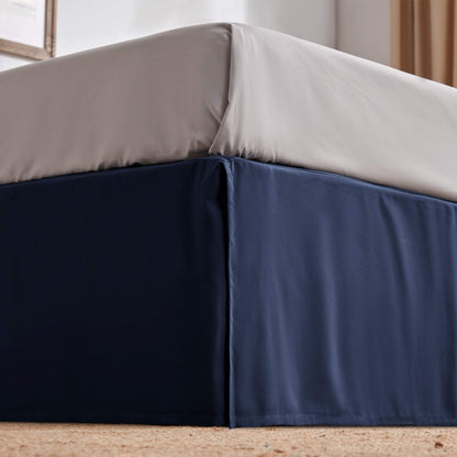 SLEEP ZONE Pleated Bed Skirts King Size, 15 inch Tailored Drop Easy Fit Bedskirt, Anti-Static, Fade Resistant (King, Beige)