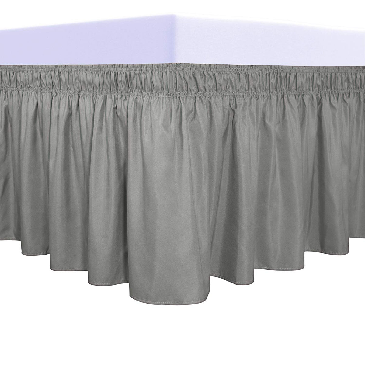PureFit Wrap Around Ruffled Bed Skirt, White, Queen/King - 18" Drop