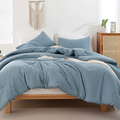 ROSGONIA Queen Comforter Set Olive Green, 3pcs Bedding Sets Queen (1 Boho Olive Comforter & 2 Pillowcases), All Season Lightweight Blanket Quilt
