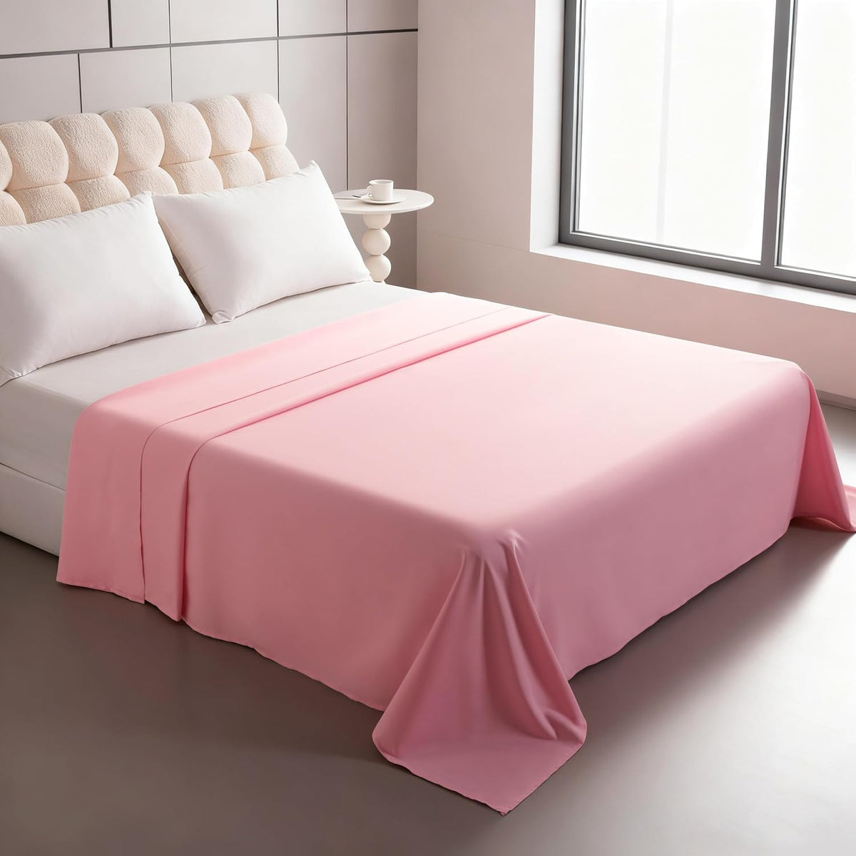 Bedding Twin Flat Sheet - Soft Brushed Microfiber, Shrinkage and Fade Resistant Top Sheet - Easy Care - 1 Flat Sheet Only, Pink