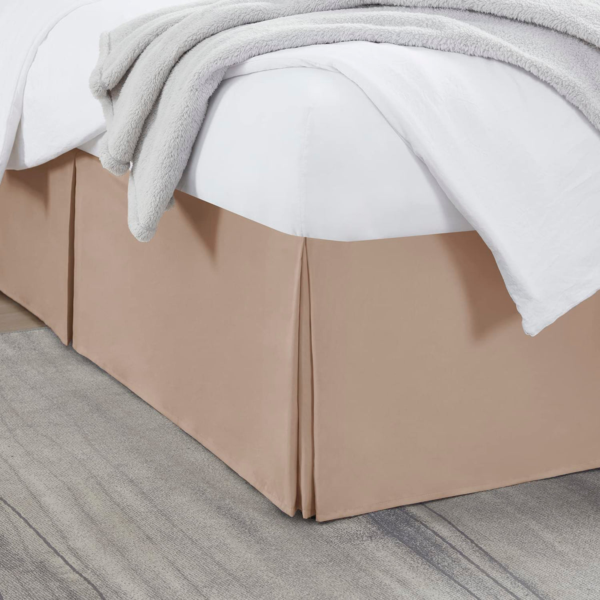 Nestl Linen Bed Skirt Queen Size - Queen Bed Skirt 14 Inch Drop - Brushed Microfiber Bed Skirts - Hotel Quality Pleated Bed Skirt - Shrinkage & Fade Resistant