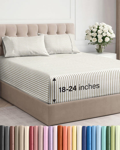 Extra Deep King Sheet Set - 4 Piece Breathable & Cooling - Antique White