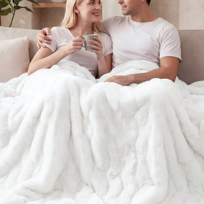 ORINOVA Pink Fluffy Double Sided Blanket for Couch Living Room Faux Fur 50x60 Fuzzy Throw No Shed Blanket for Bed Soft Furry Bed Cozy Comforter Home Decor Gifts 860 GSM
