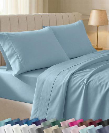 California Design Den Soft 100% Cotton Sateen Queen Bed Sheets Set, White