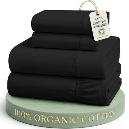 LANE LINEN Queen Sheets 100% Organic Cotton 4pc Percale Cooling - White
