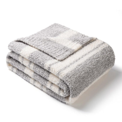 Snuggle Sac Buttery Ivory Throw Blanket for Couch, Reversible Super Soft Knitted Blankets, Warm Cozy Knit Fuzzy Plush Lightweight Throws Dupes for Sofa, Bed, Picnic, Ivory, 50 x 60 inches