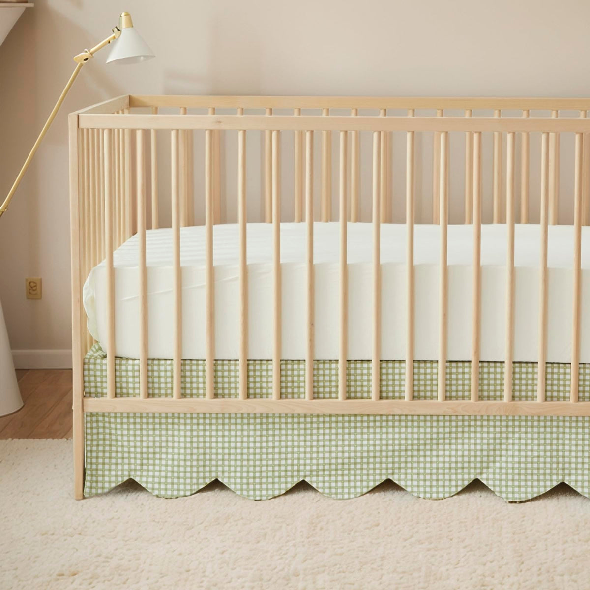 Brandream Scallop Edge Organic Cotton Crib Skirt, Baby Boy, Baby Girl, Gender Neutral Crib Skirt Toddler Bedskirt Farmhouse Chic Nursery Crib Bed Skirt, Boho Bohemian Solid Beige Skirt