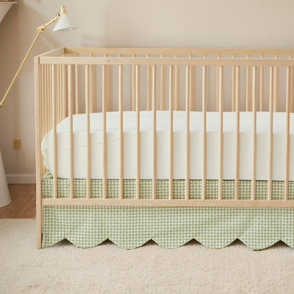 Brandream Scallop Edge Organic Cotton Crib Skirt, Baby Boy, Baby Girl, Gender Neutral Crib Skirt Toddler Bedskirt Farmhouse Chic Nursery Crib Bed Skirt, Boho Bohemian Solid Beige Skirt