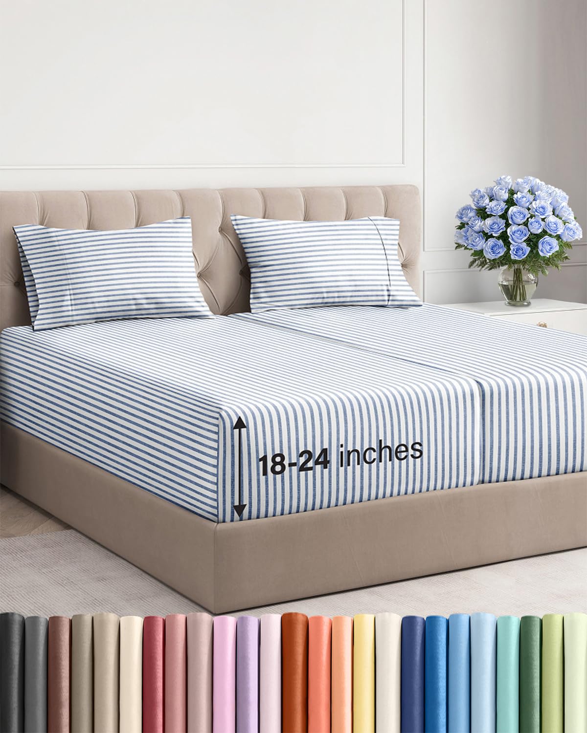 Extra Deep King Sheet Set - 4 Piece Breathable & Cooling - Antique White
