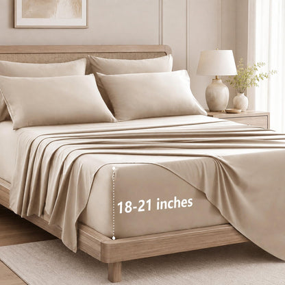 CozyLux King Size Sheets Set 6-Piece, 21-Inch Deep Pocket, Soft Feel