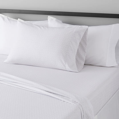 Amazon Basics Lightweight Breathable Wrinkle-Free Brushed Microfiber 3-Piece Bed Sheet Set with 14-Inch Deep Pockets, Twin, Bright White, Solid