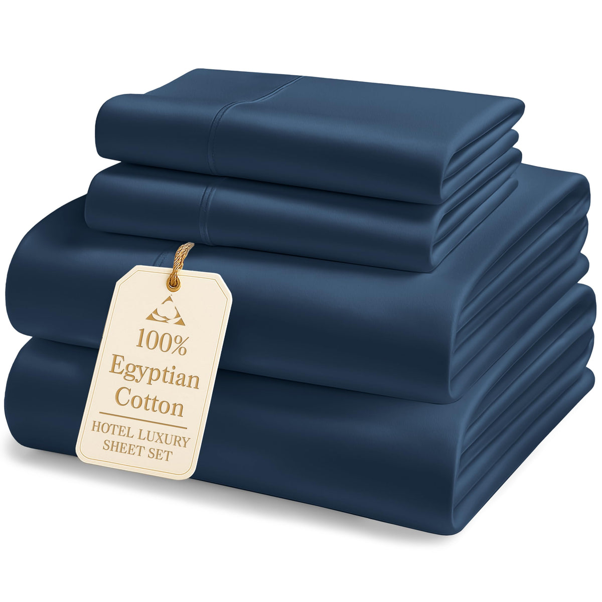 LANE LINEN 100% Egyptian Cotton Sheets King Size Silky Sateen Weave - White