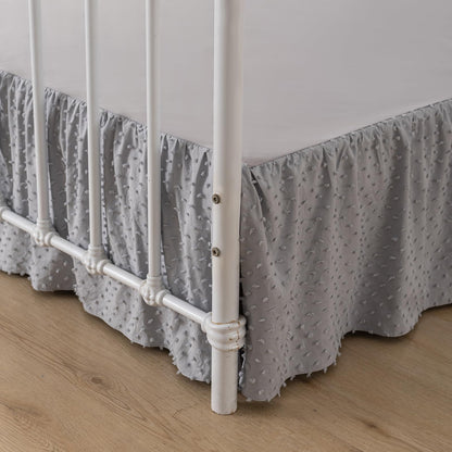 Tufted Dot Bed Skirt Queen Size - Ruffled Bed Skirt with Split Corners