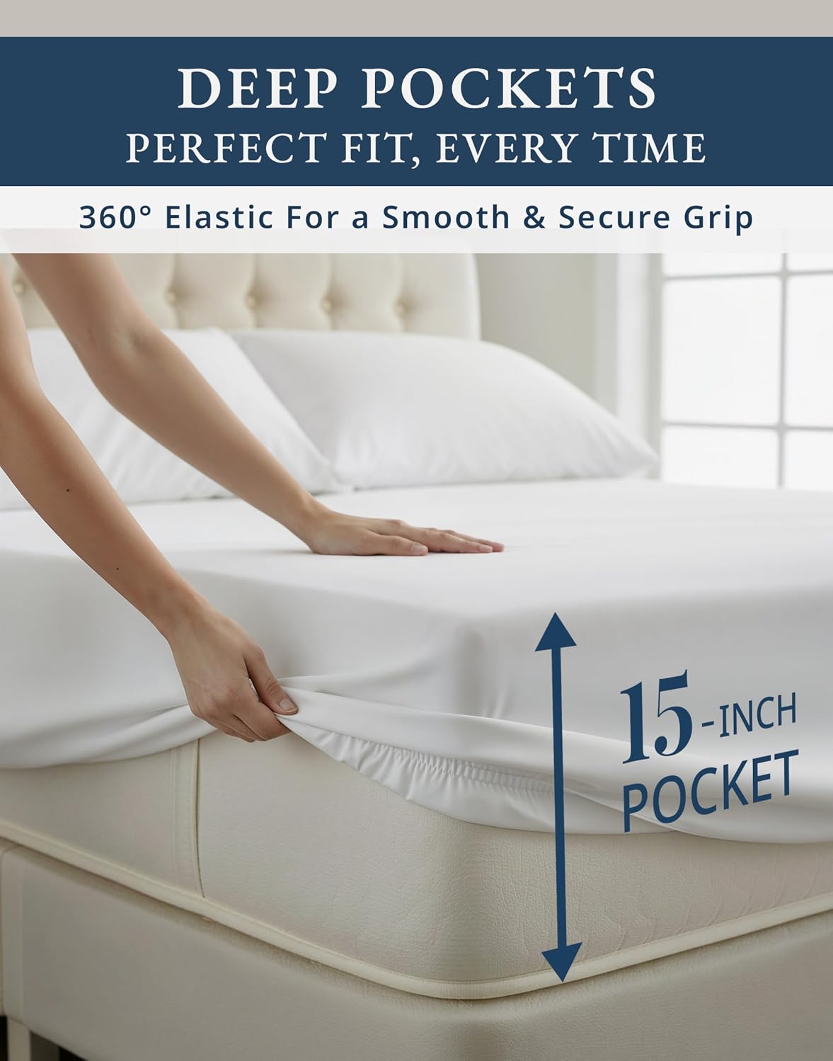 LANE LINEN 100% Egyptian Cotton Sheets King Size Silky Sateen Weave - White