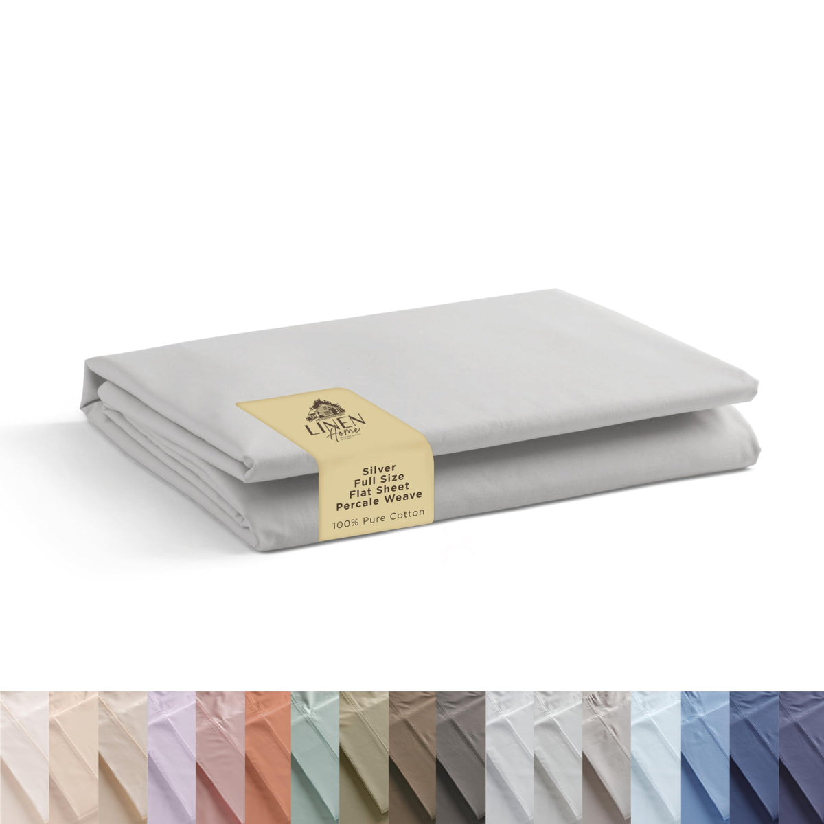 Linen Home Queen Size Flat Sheet Only 100% Cotton Percale, White